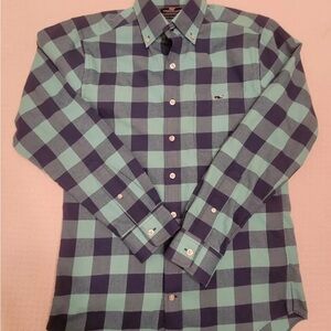 Men's Blue and Green‎ Checkered Shirt